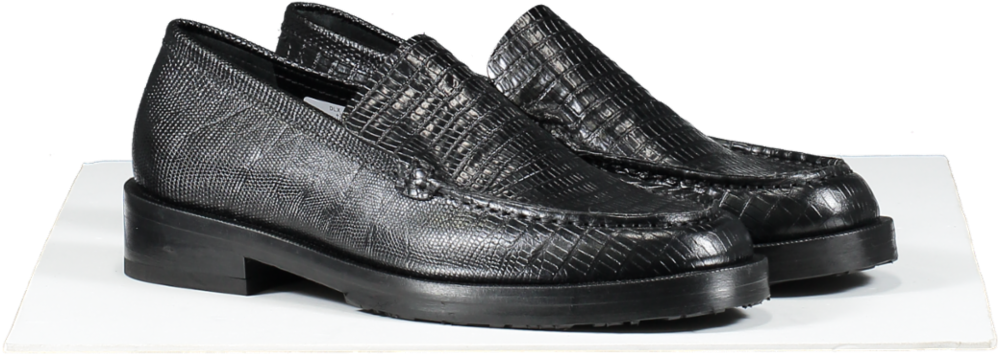BY FAR Black Rafael Lizard Embossed Leather Loafers UK 5 EU 38 👠