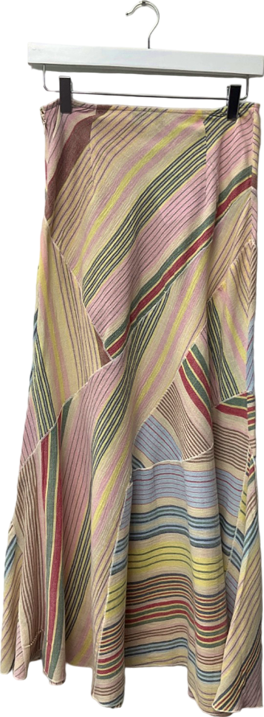 TopShop Multicoloured Striped Midi Skirt UK 8