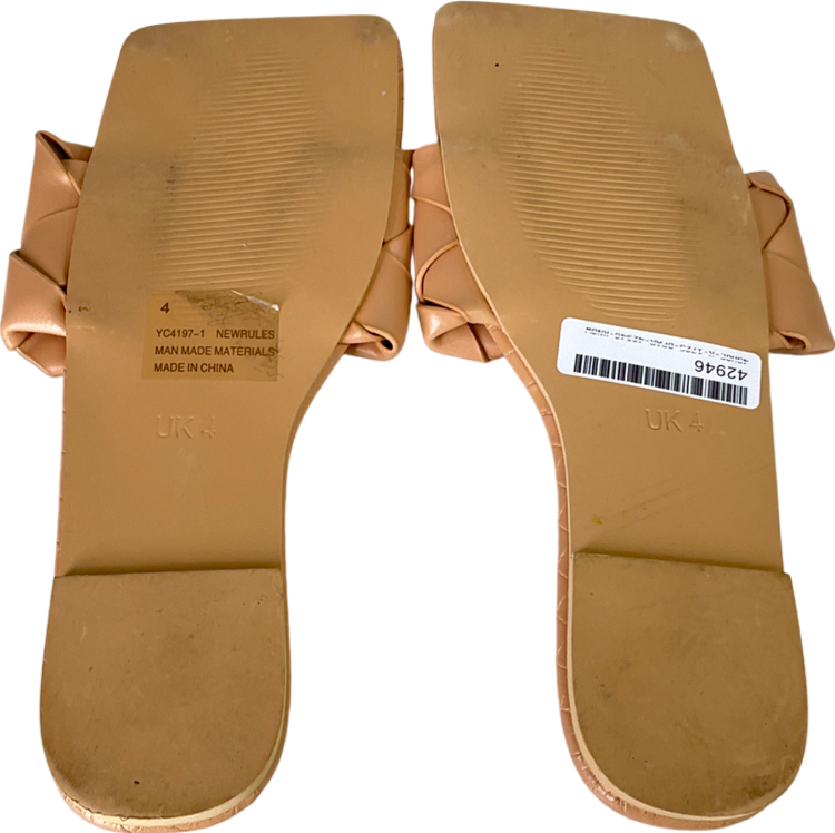 Ego Nude Woven Strap Detail Flat Slider Sandal UK 4 EU 37 👠