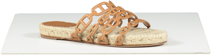 Hermès Brown Ancone Espadrille Nappa Leather Sandals In Gold UK 3 EU 36 👠