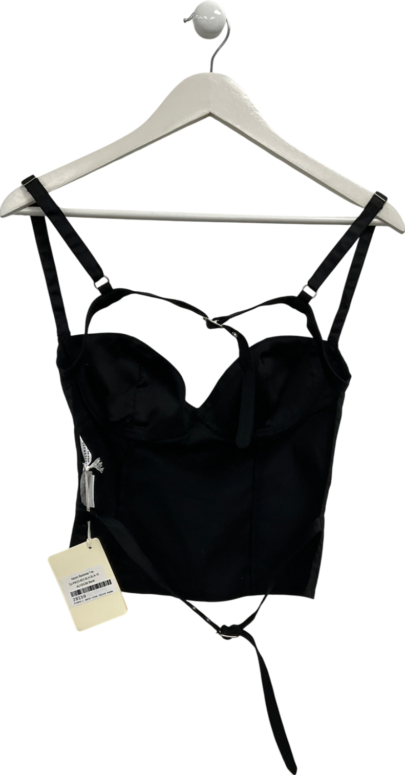 pepper mayo Black Naomi Backless Top UK 10