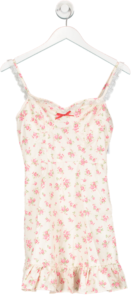 SHEIN Nude Rose Print Mini Dress UK XS
