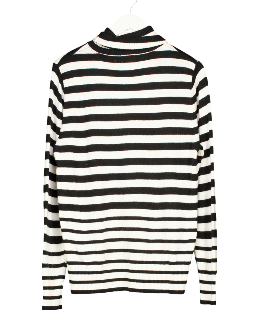 Eleven Loves Black Rhiannon Stripe Roll Neck - Black/ivory UK L