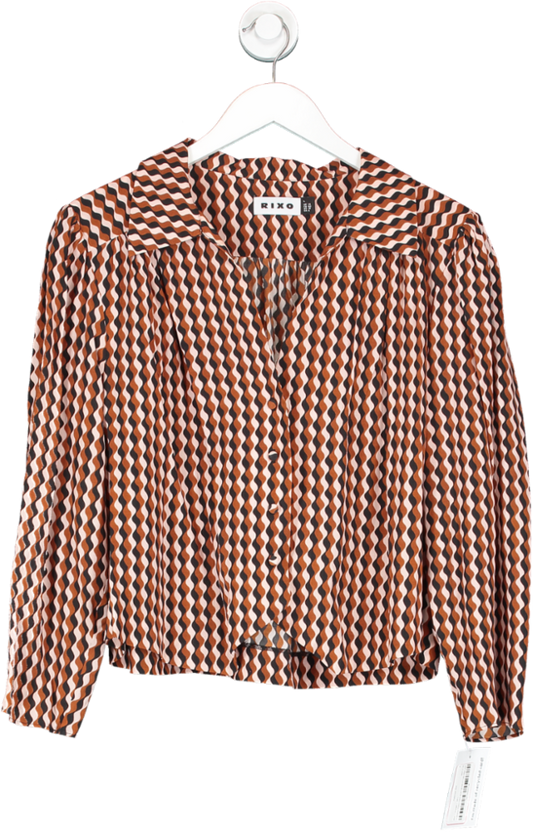 Rixo Orange Patterned Shirt UK L