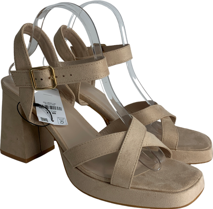 yours clothing Nude Cross Over Strap Heels UK 8 EU 41 👠