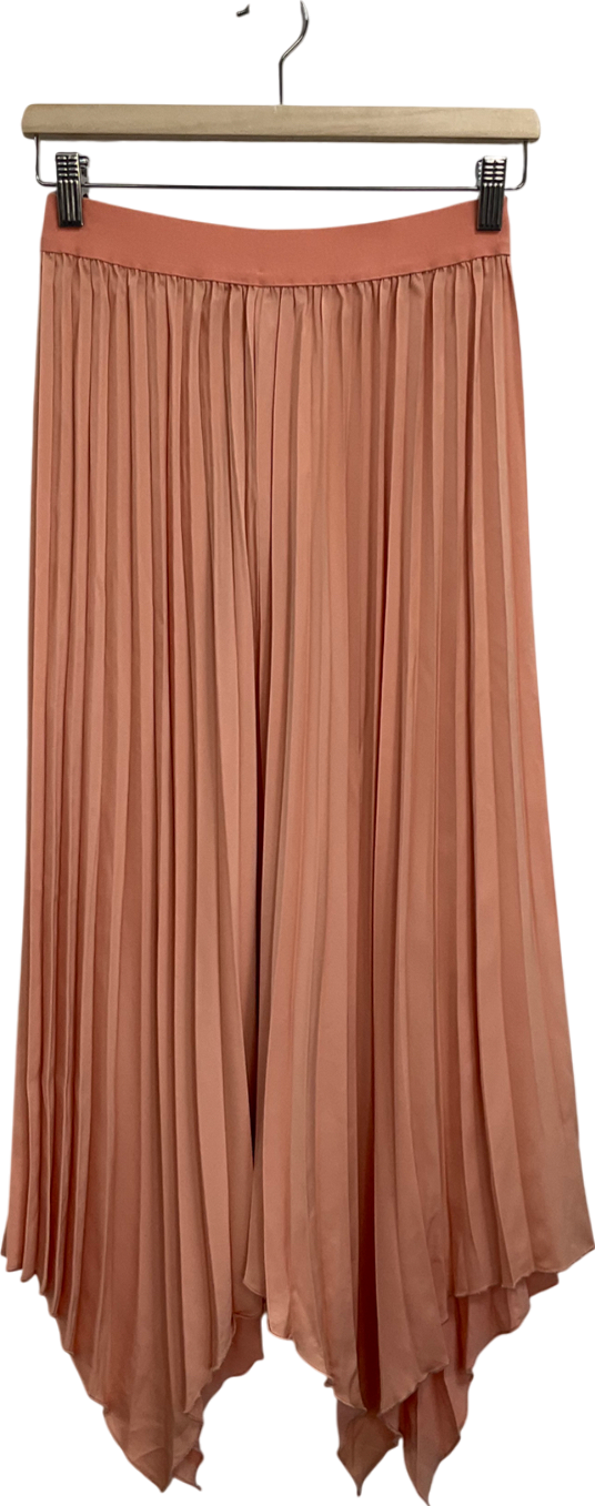 S Deer Orange Pleated Satin Skirt UK S