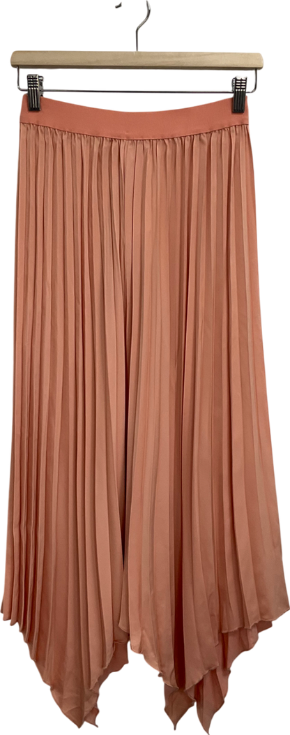 S Deer Orange Pleated Satin Skirt UK S