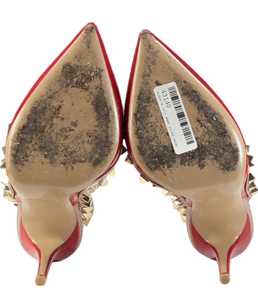 Valentino Garavani Red Patent Leather Rockstud Ankle Strap Pumps UK 4 EU 37 👠