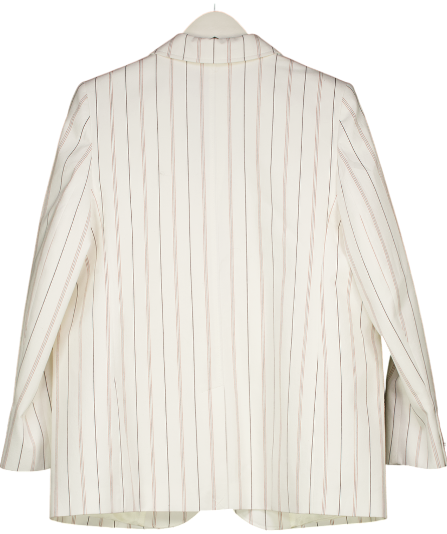 ME+EM White Cotton twill Pinstripe "The Very Useful" Blazer UK 16
