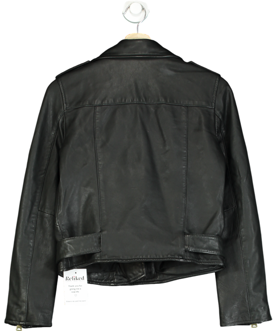 All Saints Black Balfern Leather Biker Jacket UK 8