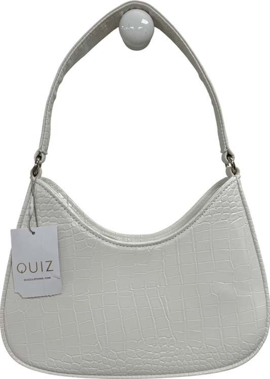 QUIZ White Faux Croc Shoulder Bag