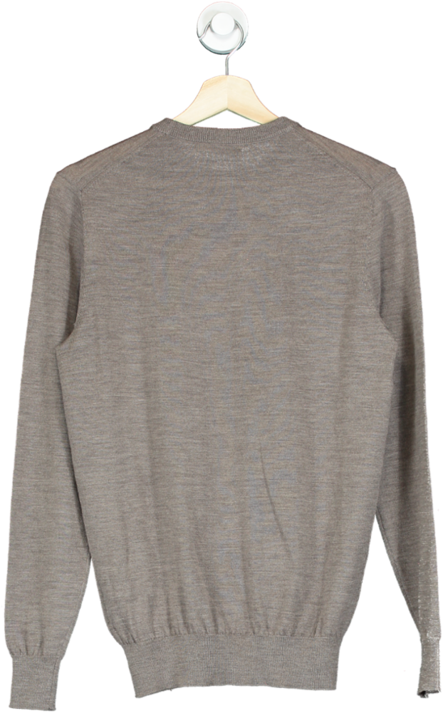 Suit Supply Taupe Merino Wool Crew Neck Sweater UK XS