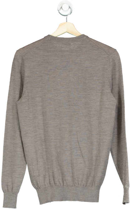 Suit Supply Taupe Merino Wool Crew Neck Sweater UK XS