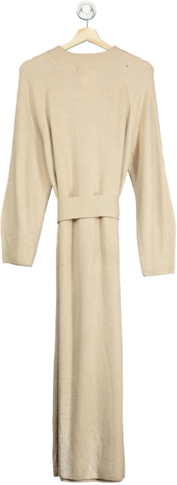 MNG Beige Ribbed Knit Dress UK M