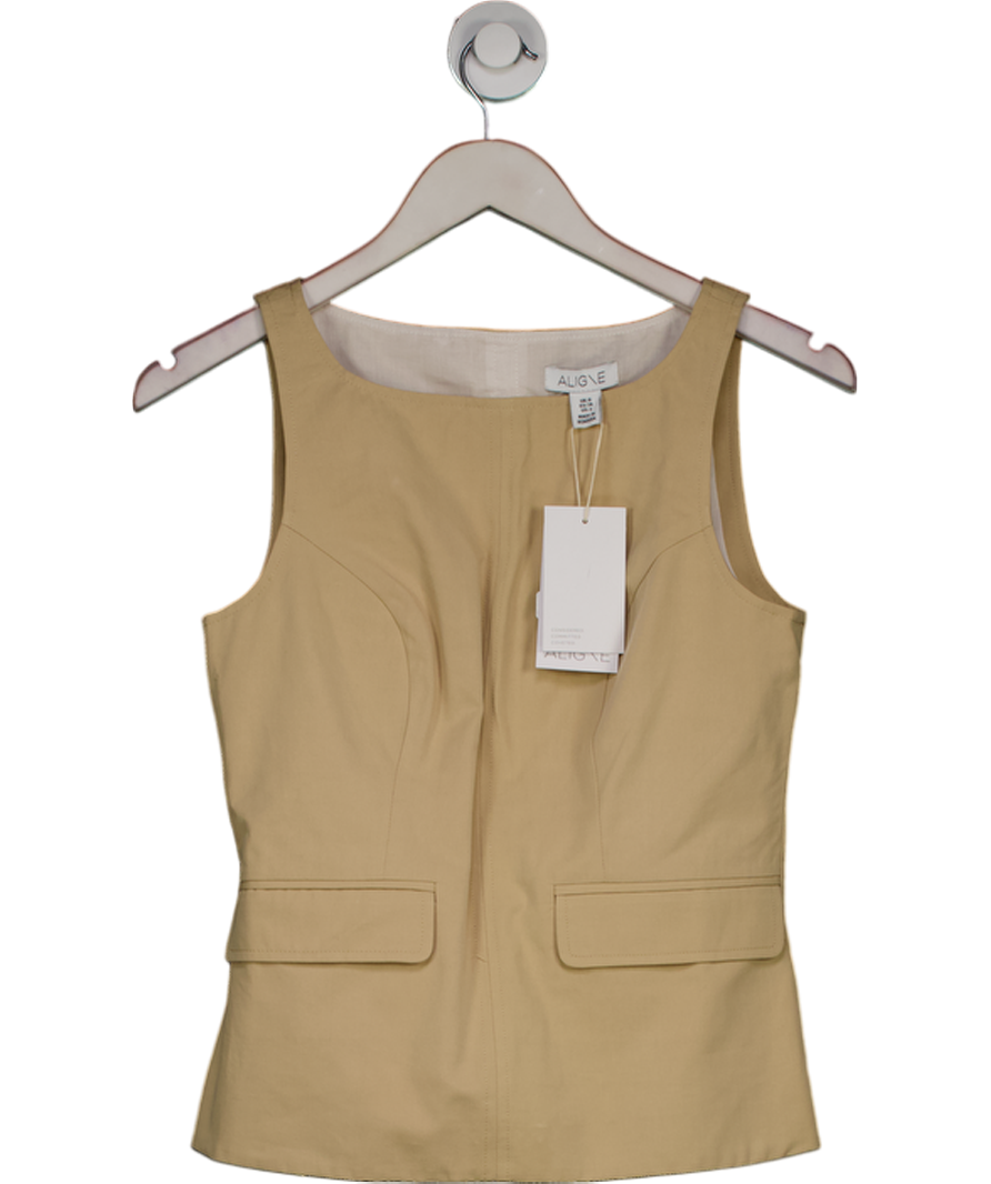Aligne Beige Prose Square Neck Top UK 6