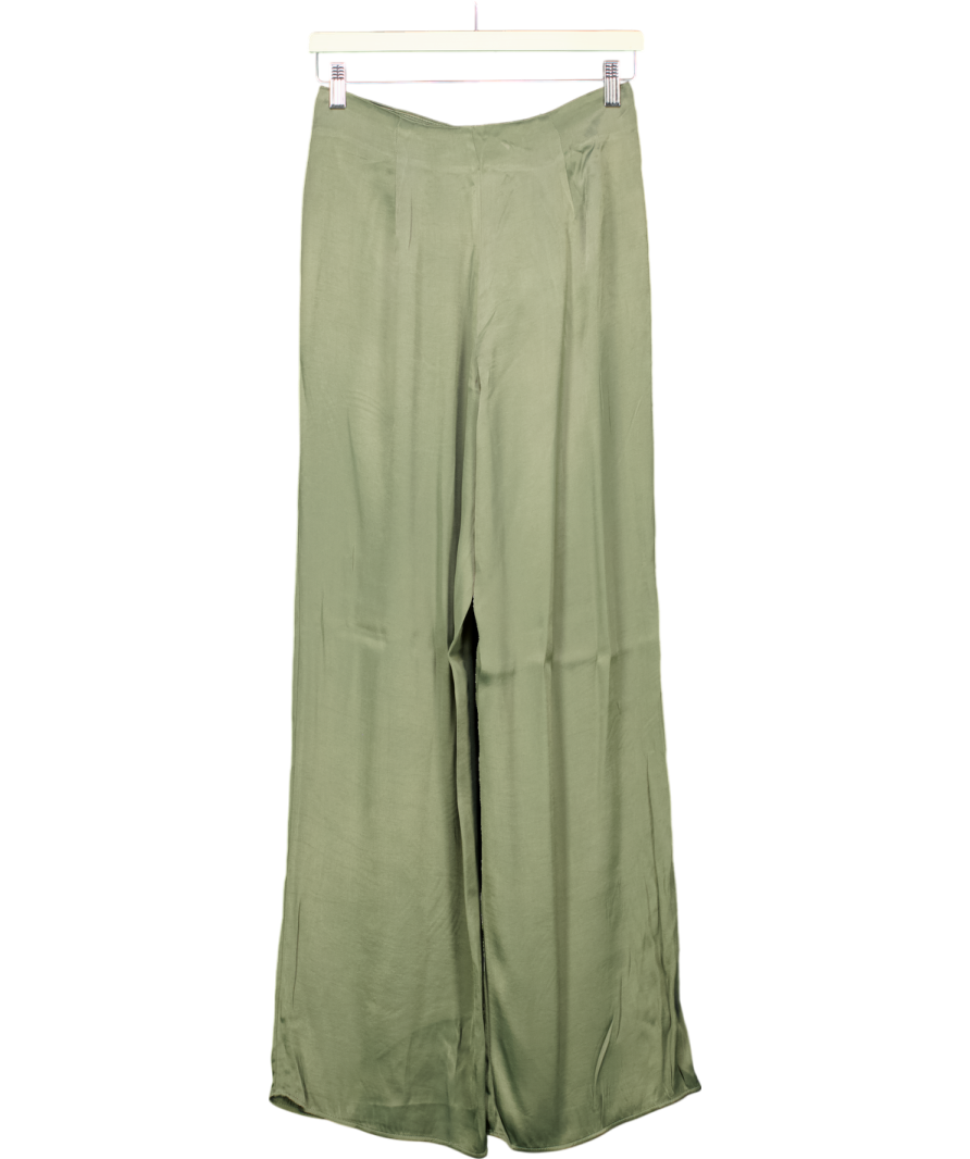 ZARA Sage Green Satin Trousers UK XS