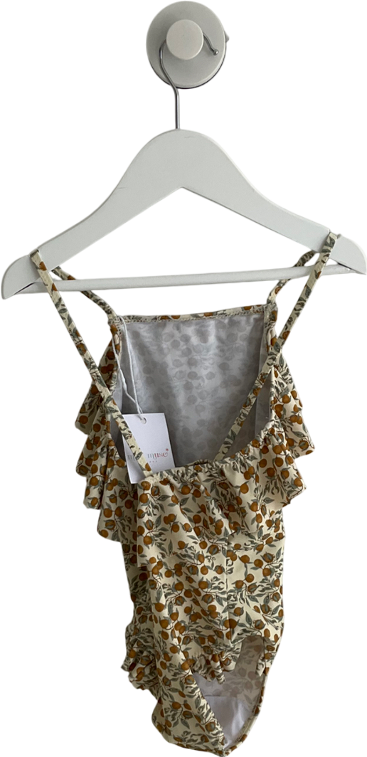Konges Slojd Beige Lemon Print Crossover Back Swimsuit 3 Years
