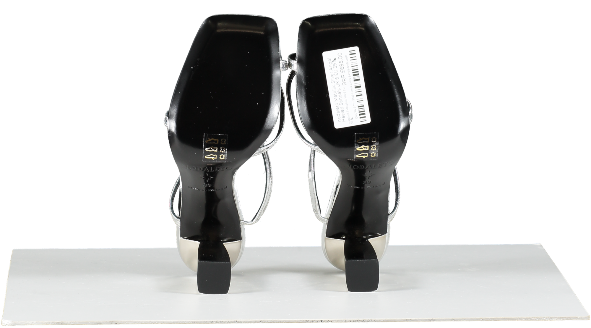 nodaleto Metallic Silver Angel Heeled Sandals UK 6 EU 39 👠