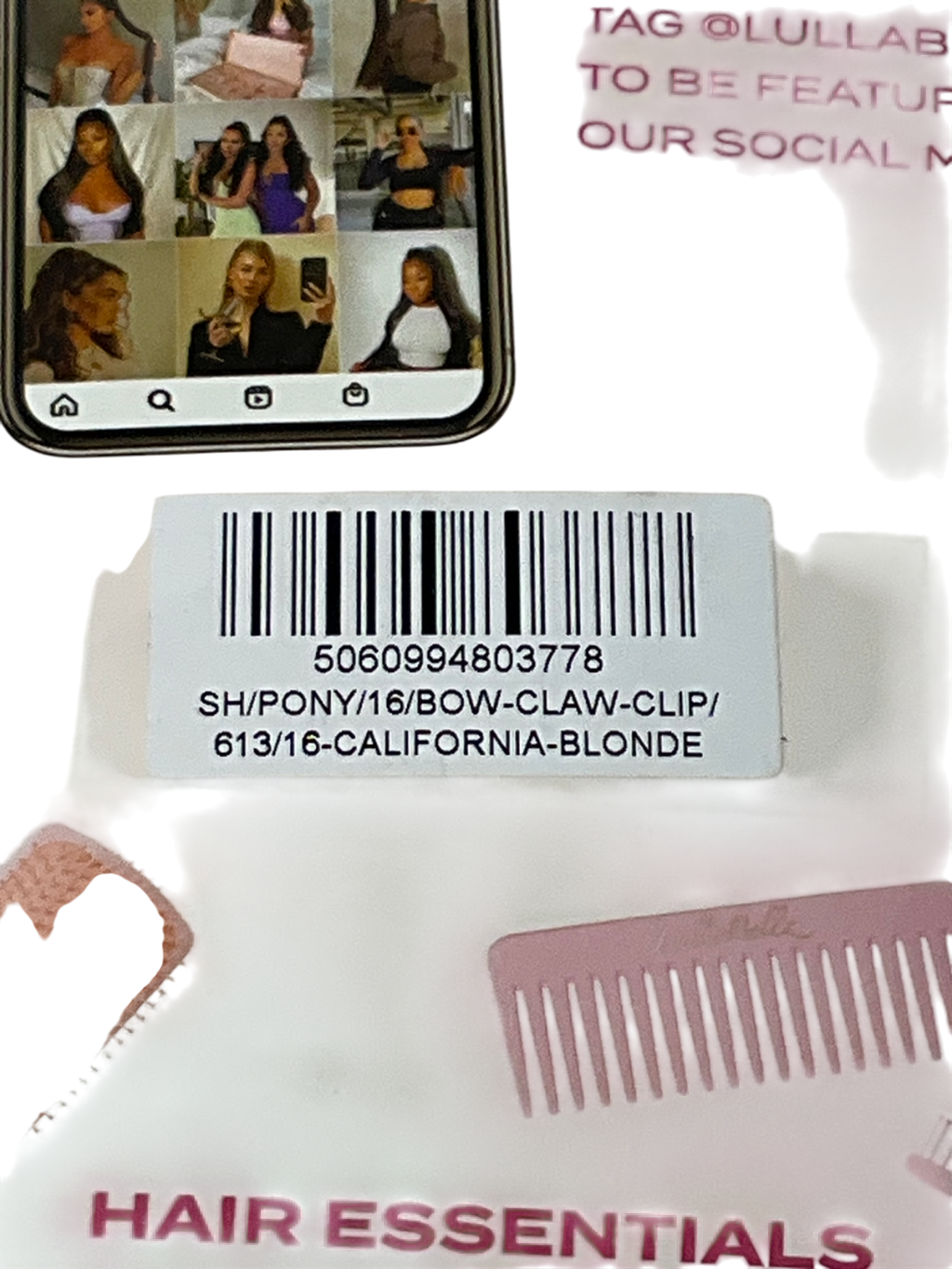 LullaBellz Beige Brushed Out Wave 16" Claw Clip Pony One Size