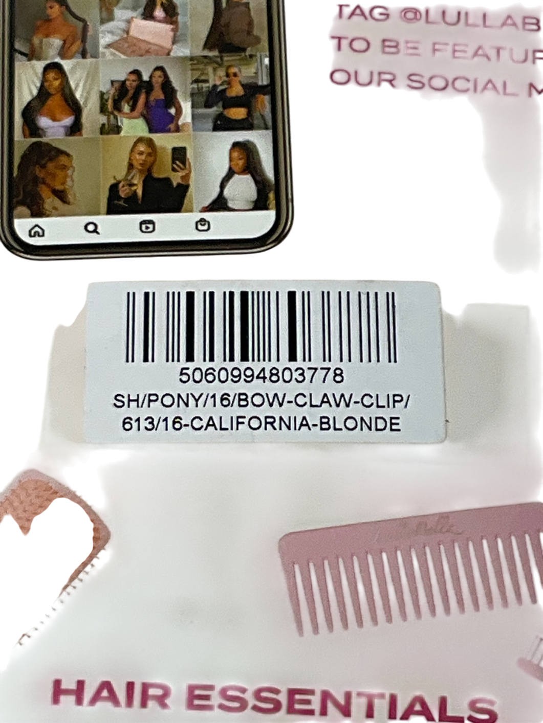 LullaBellz Beige Brushed Out Wave 16" Claw Clip Pony One Size