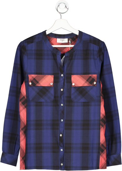 Pyrus Blue 100% Cotton Checkered Shirt BNWT UK XS