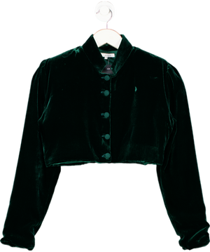 NABILA Green Silk Velvet Janaan Jacket Beloved UK XS