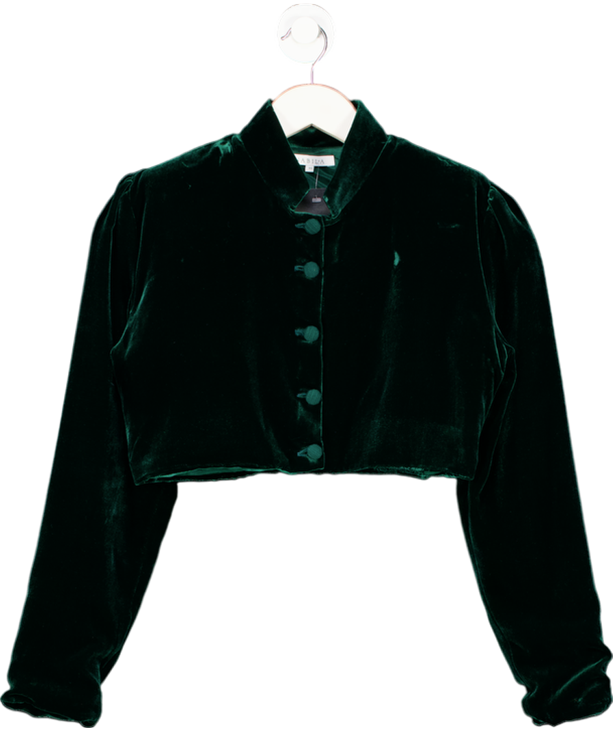 NABILA Green Silk Velvet Janaan Jacket Beloved UK XS