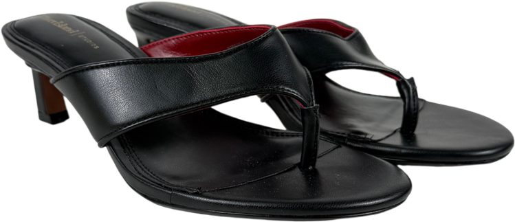 River Island Black Toe Thong Heeled Mules UK 5 EU 38
