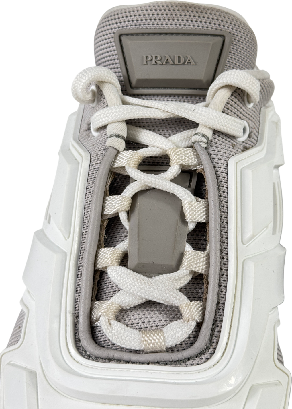 PRADA Cloudbust Thunder Knit White / Grey Chunky Trainers UK 6 EU 39 👠