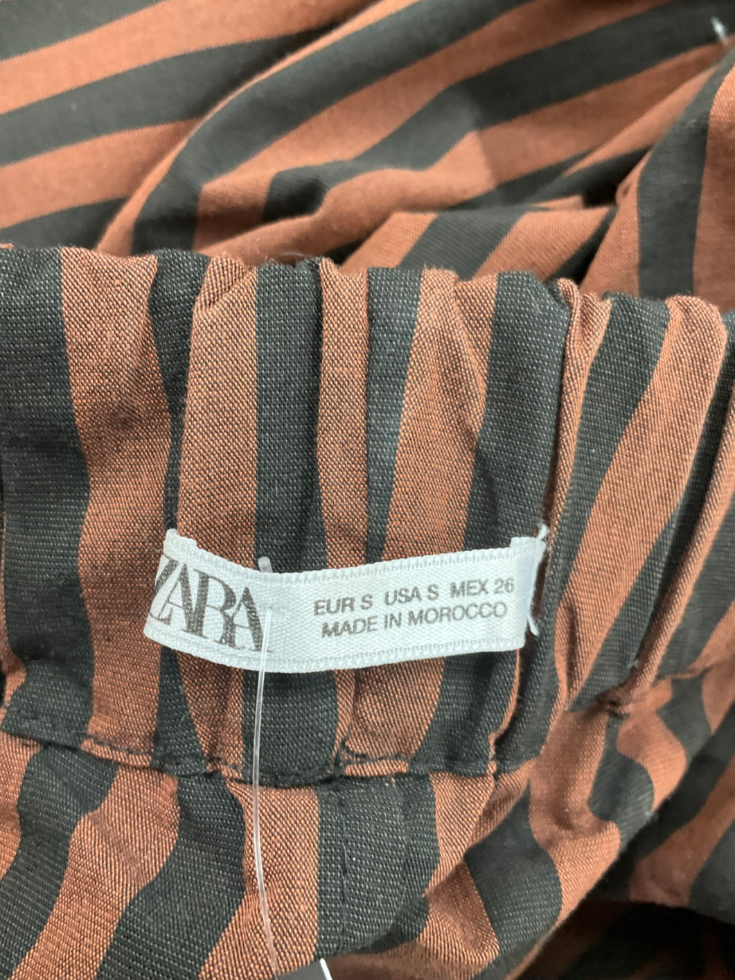 ZARA Brown Striped Trousers UK S