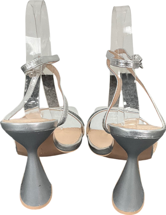 PrettyLittleThing Metallic Square Toe Heeled Sandals UK 8 EU 41 👠