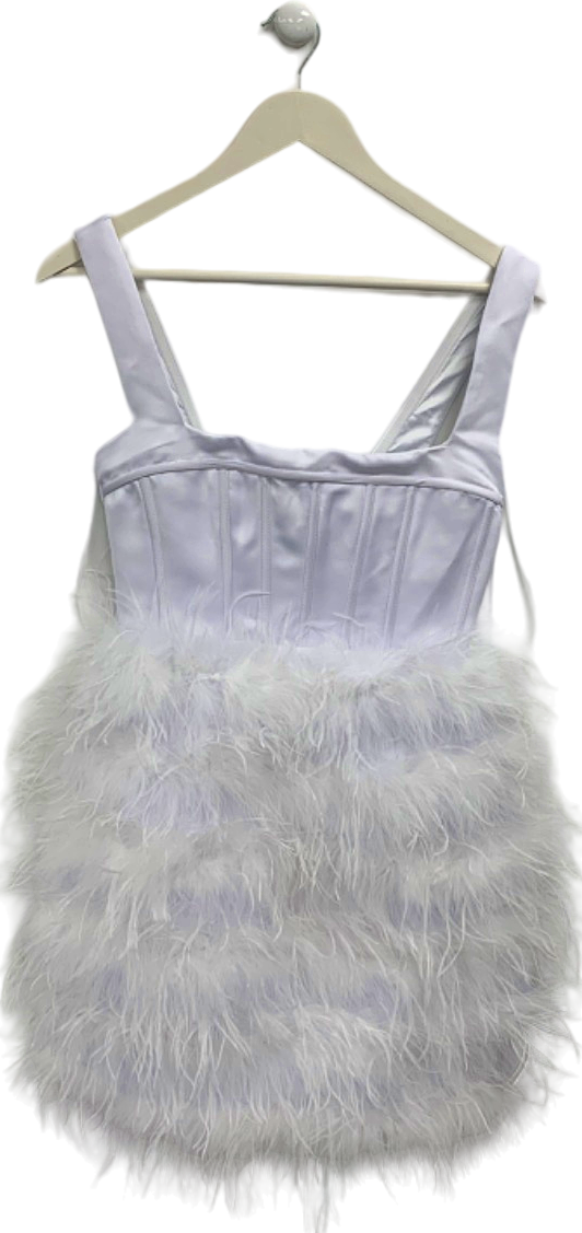 Misspap White Feather Dress UK 6