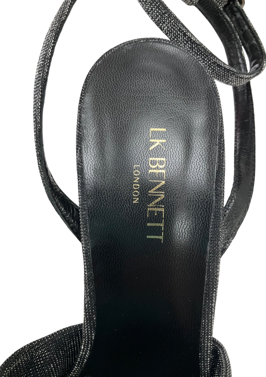 LK Bennett Black Eliana Pewter Knotted Round Heel Formal Sandals UK 3 EU 36 👠