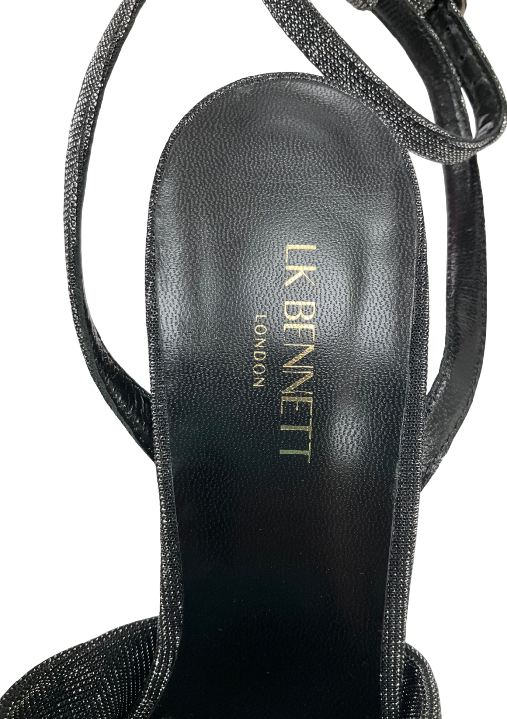 LK Bennett Black Eliana Pewter Knotted Round Heel Formal Sandals UK 3 EU 36 👠