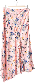 ETRO Pink Floral Ruffle Detail Midi Skirt UK 12
