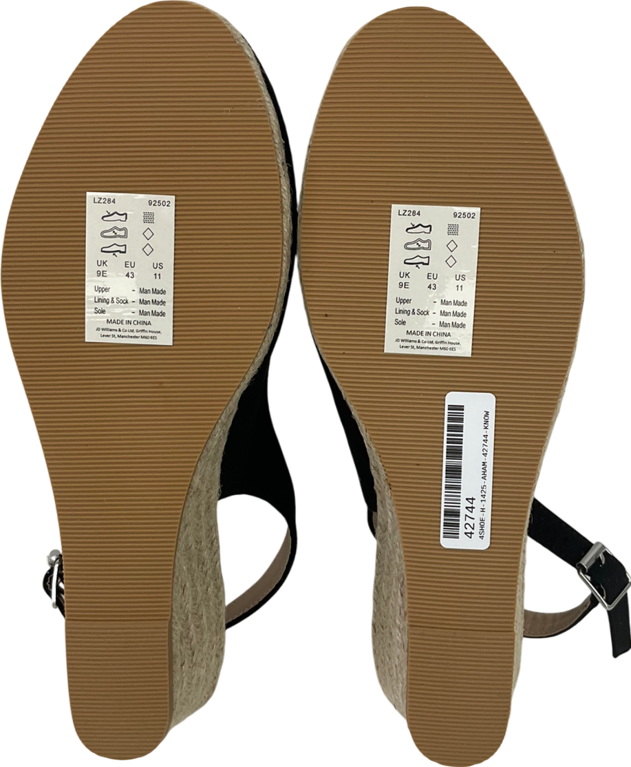 JD Williams Black Slingback Espadrilles UK 9.5 EU 43.5 👞