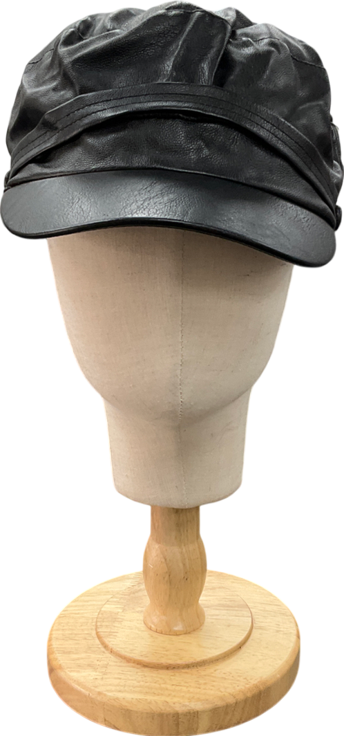 Topshop Black Faux Leather Hat One Size