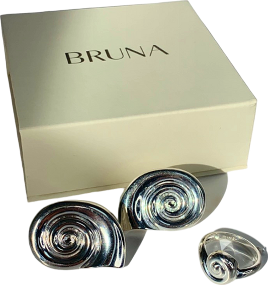 Bruna Silver Spiral Earrings and Ring Set