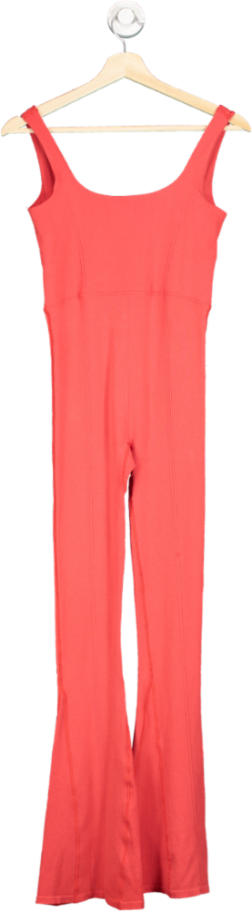 Free People Red Ribbed Skinny Strap Jumpsuit S