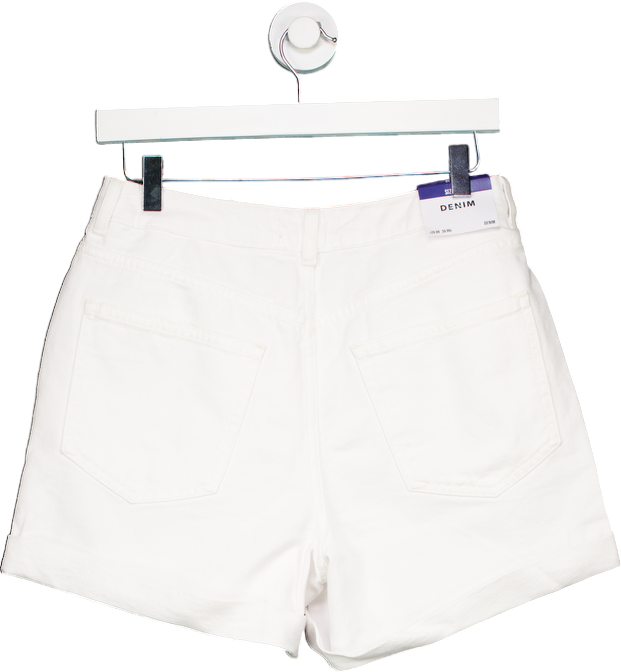 New Look White Denim Elephant Boyfriend Shorts UK 10