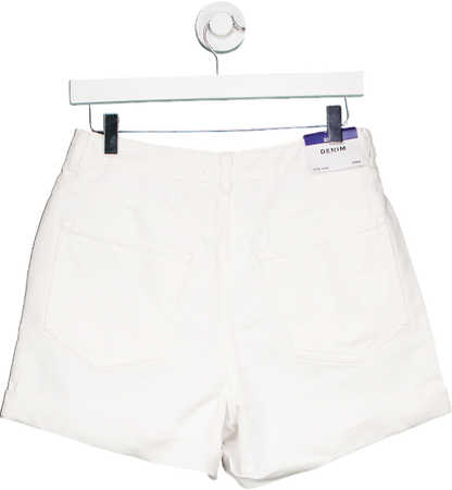 New Look White Denim Elephant Boyfriend Shorts UK 10