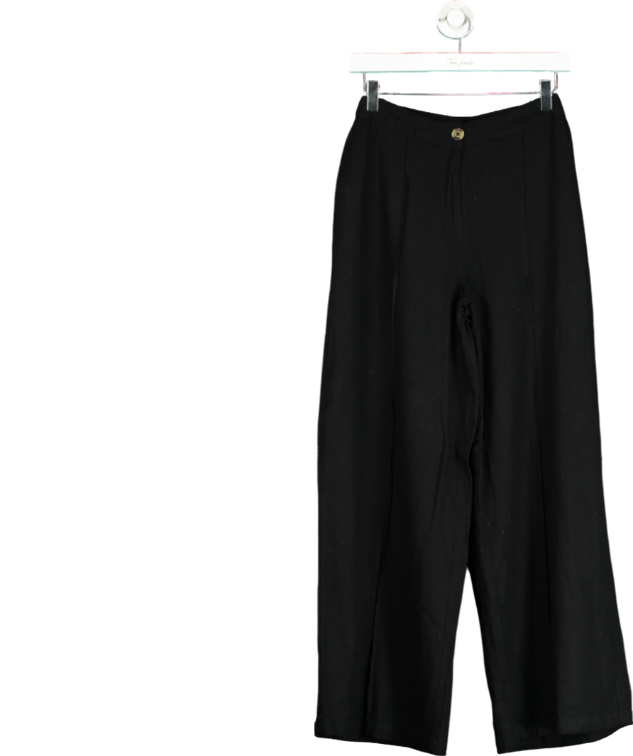 TALA Athens Linen Blend Tailored Wide Leg Trousers - Shadow Black UK S