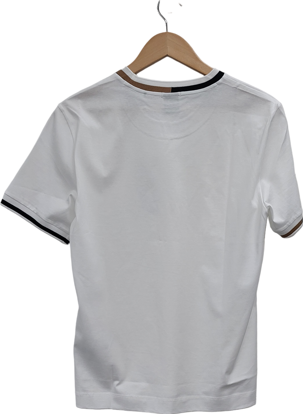 hugo boss White MERCERISED-COTTON T-SHIRT WITH SIGNATURE-STRIPE DETAILS UK XL