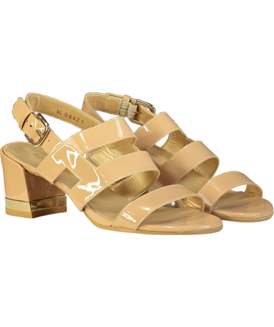 Stuart Weitzman x Russell & Bromley Milanese Nude Patent Leather Sandals UK 5.5 EU 38.5 👠