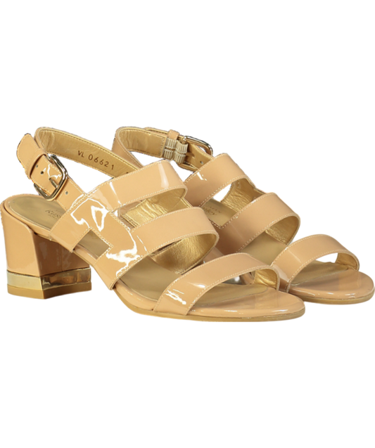 Stuart Weitzman x Russell & Bromley Milanese Nude Patent Leather Sandals UK 5.5 EU 38.5 👠