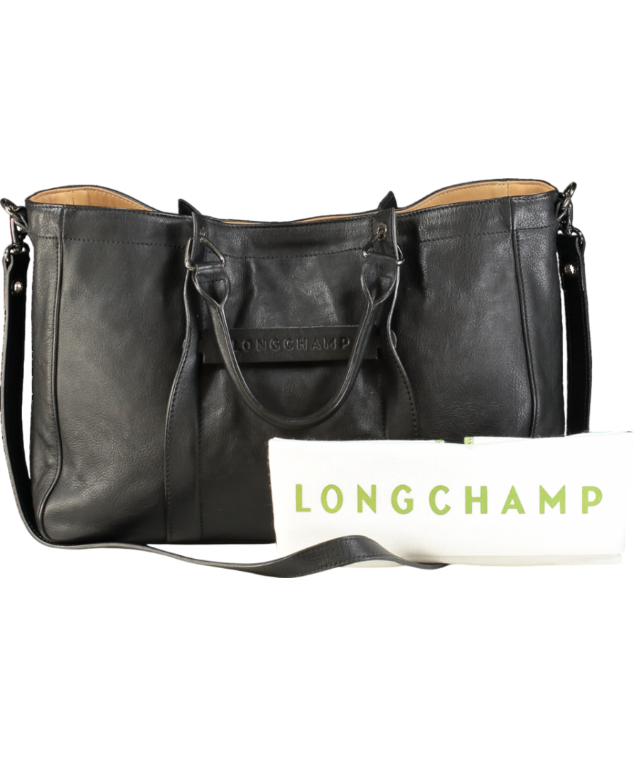 LONGCHAMP Black leather large 3d Tote bag with shoulder strap