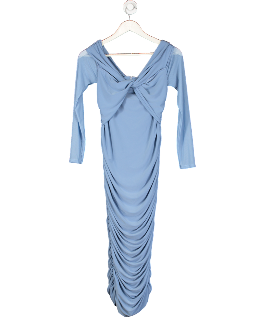 Club L Blue Neva Bardot Twist Maternity Midi Dress UK 10