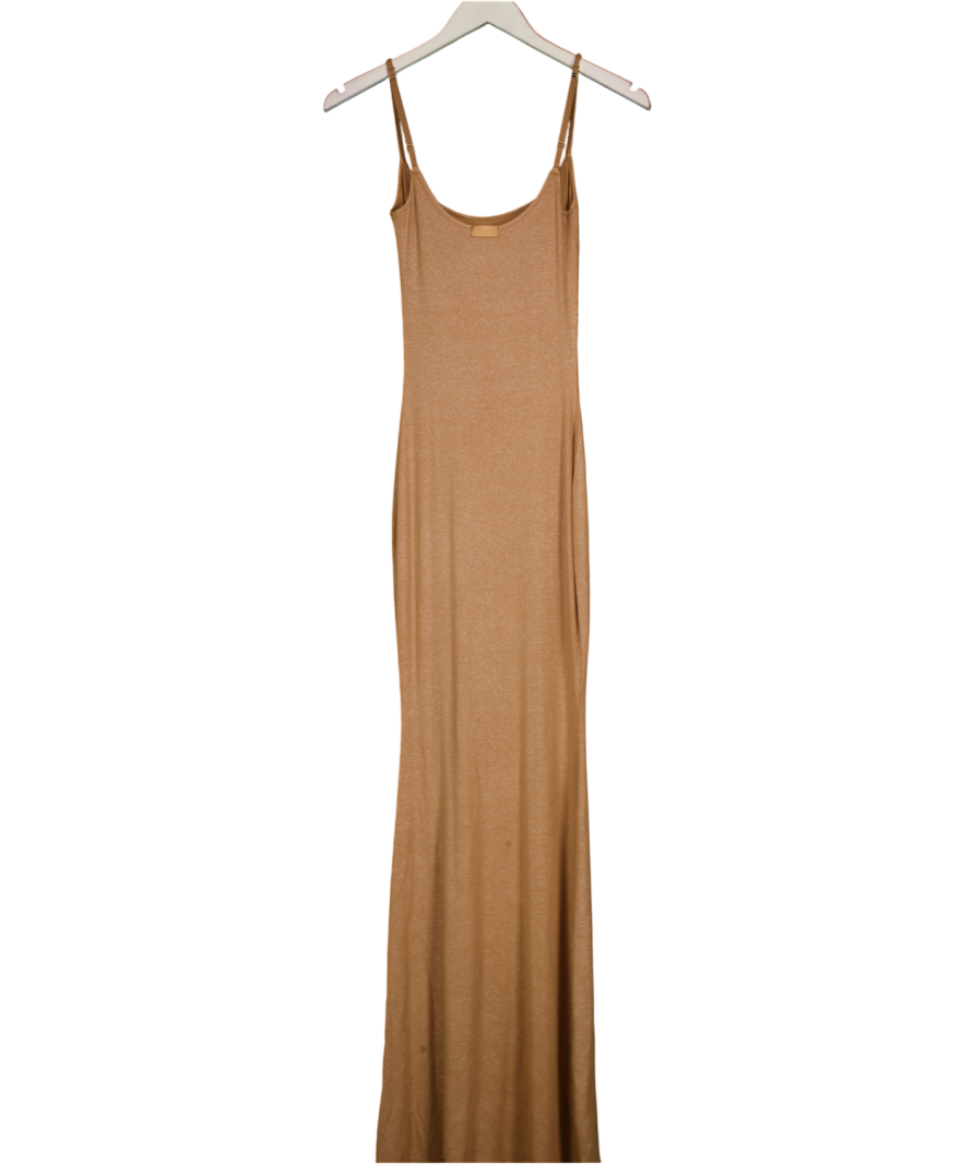 SKIMS Beige Shimmer Soft Lounge Stretch-jersey Maxi Dres UK M