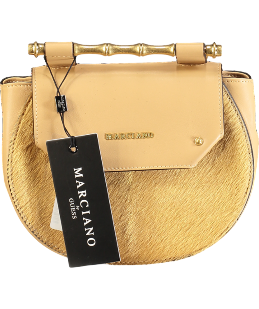 Marciano By Guess Beige Fur Detail Leather Shoulder Bag One Size