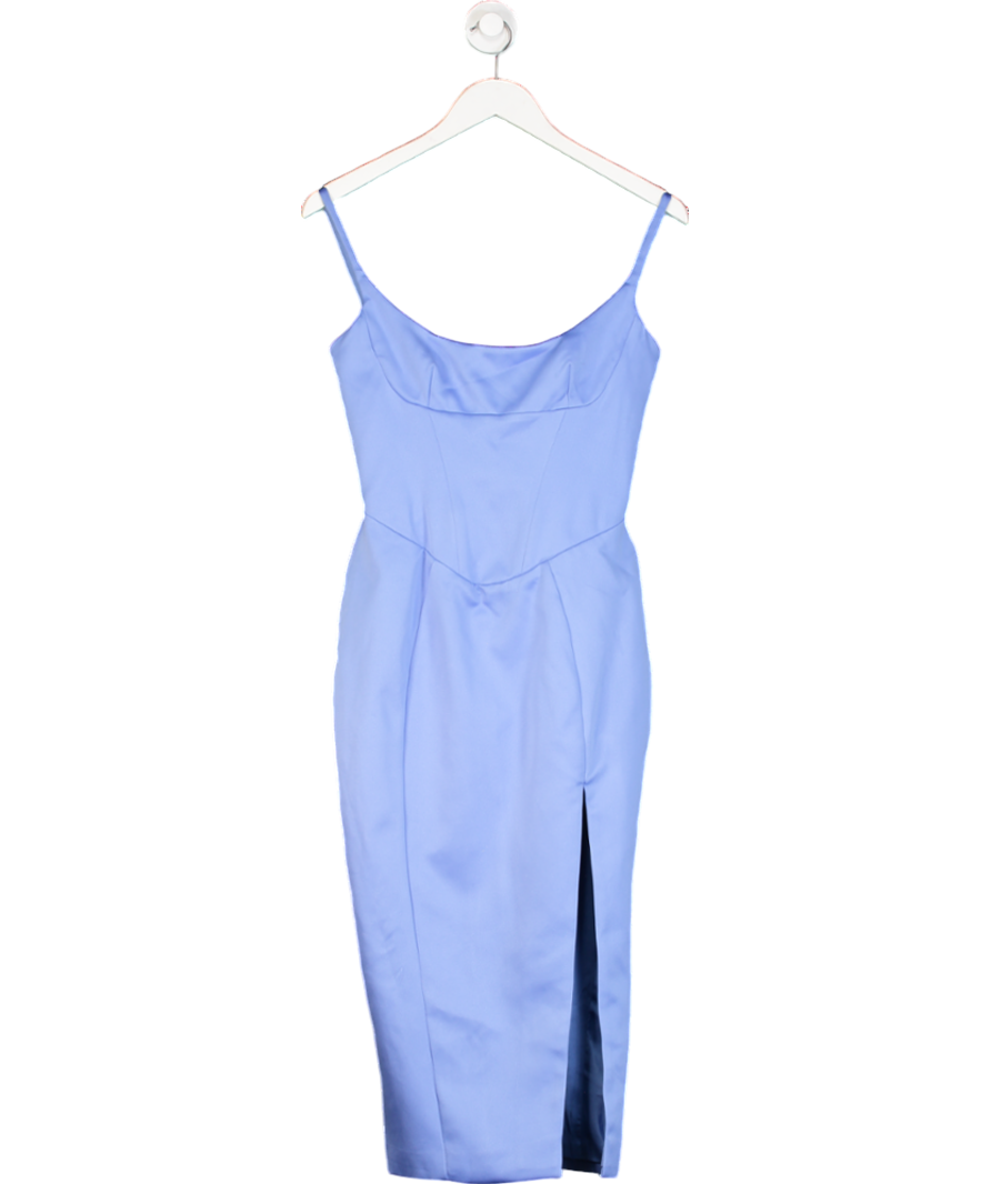 House of CB Casimira Cornflower Blue Satin Corset Midi Dress UK S